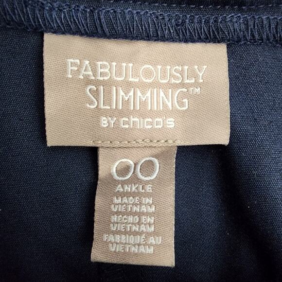 Chicos Fabulously Slimming Darcey With Closure Navy Ankle Pants Size 00 US XS 2 - Picture 6 of 9